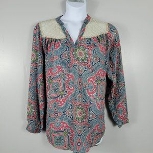 Bke Boutique Plus Size 1x Lace Boho Paisley Tunic Top